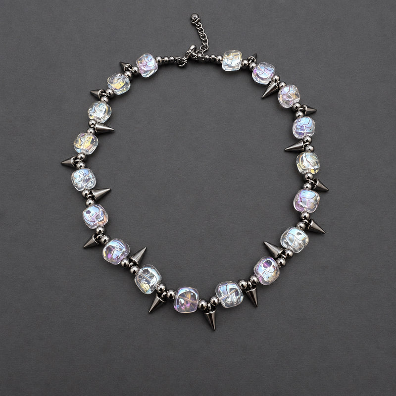 Spiked Clear Bead Necklace