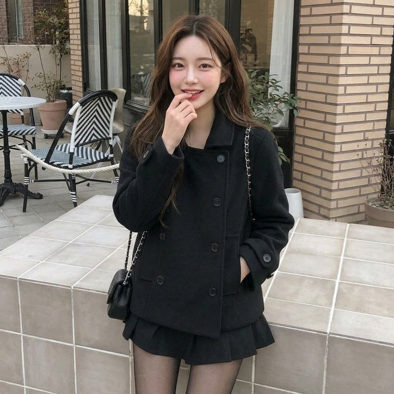 Cropped Double-Breasted Pea Coat