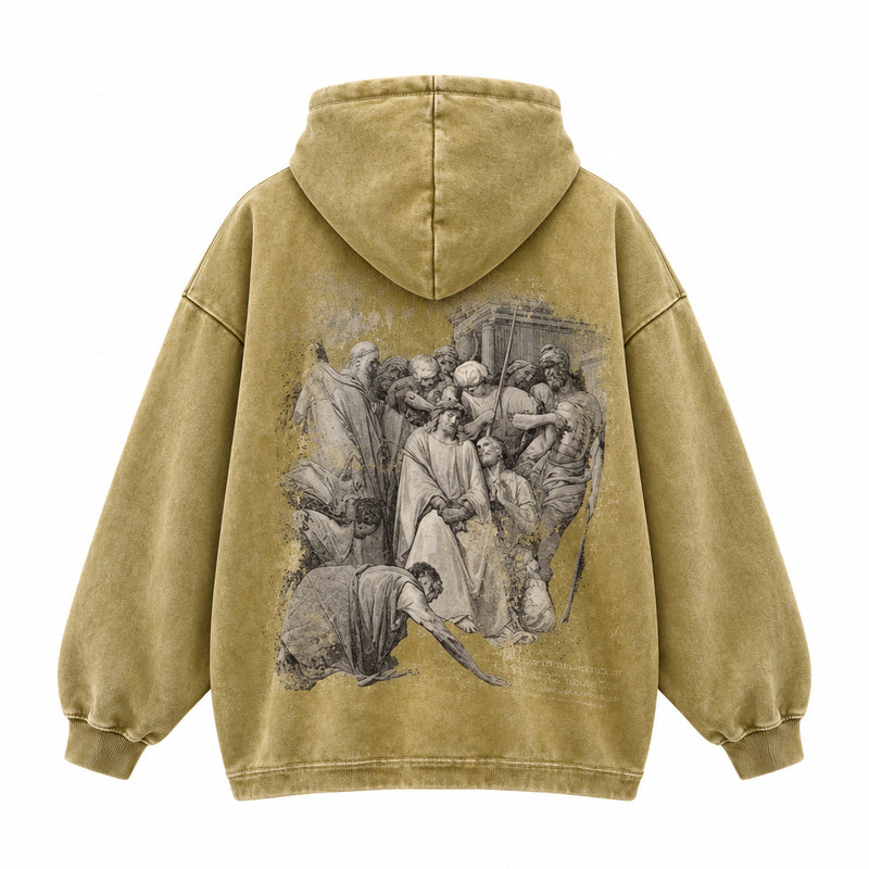 Vintage Art Print Washed Hoodie