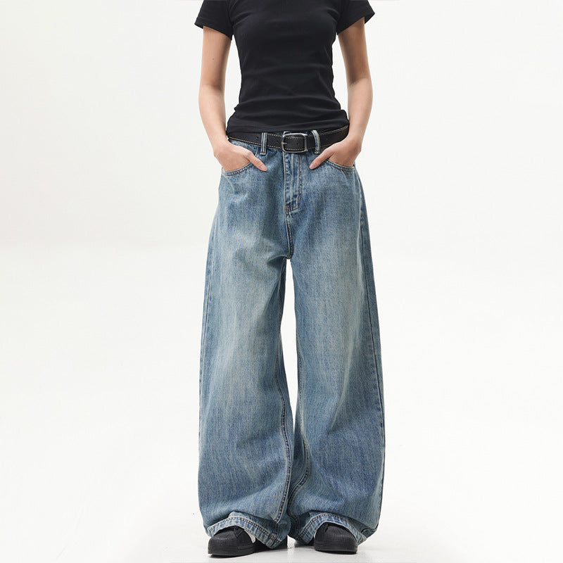 Vintage Wash Wide-Leg Jeans