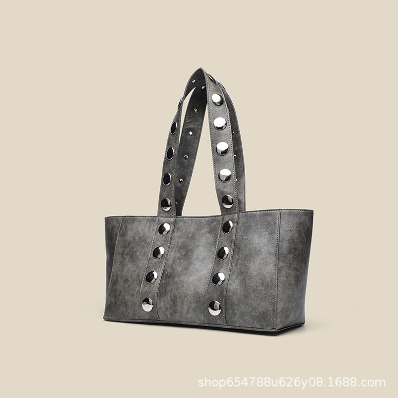 Studded Gray Tote Bag