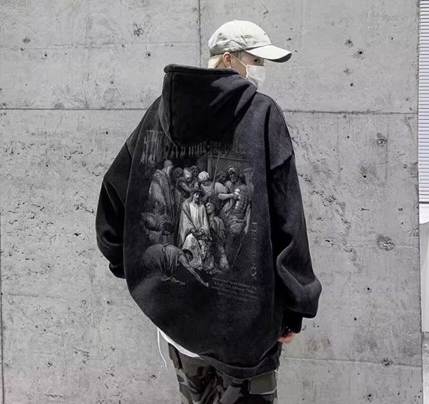 Vintage Art Print Washed Hoodie