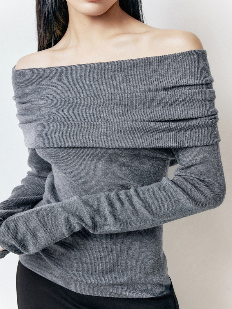 Off-Shoulder Draped Knit Top