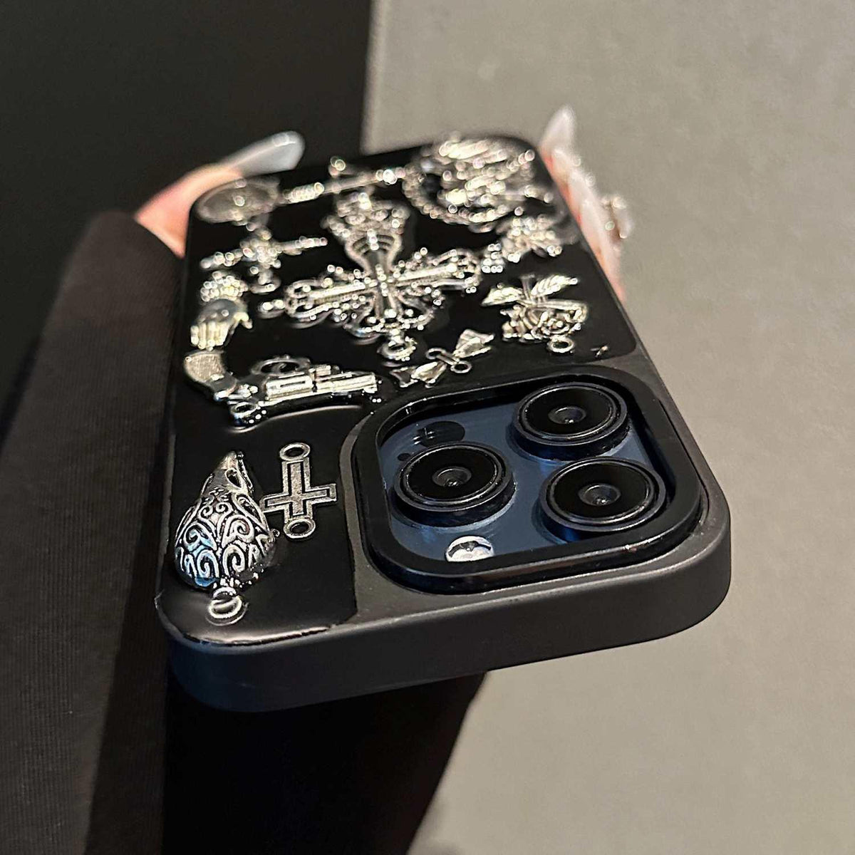 3D Silver Charm Cross iPhone Case