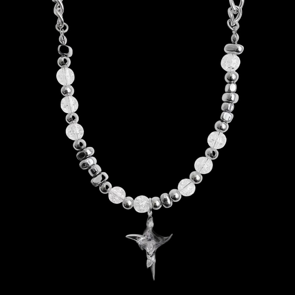 Crackle Bead Cross Pendant Necklace