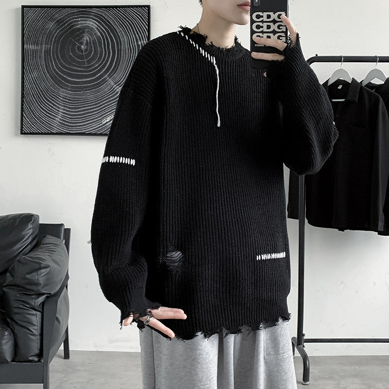 Distressed Stitch Knit Sweater