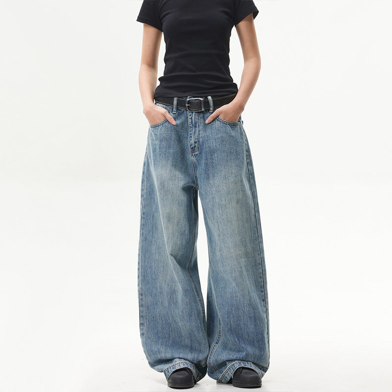 Vintage Wash Wide-Leg Jeans
