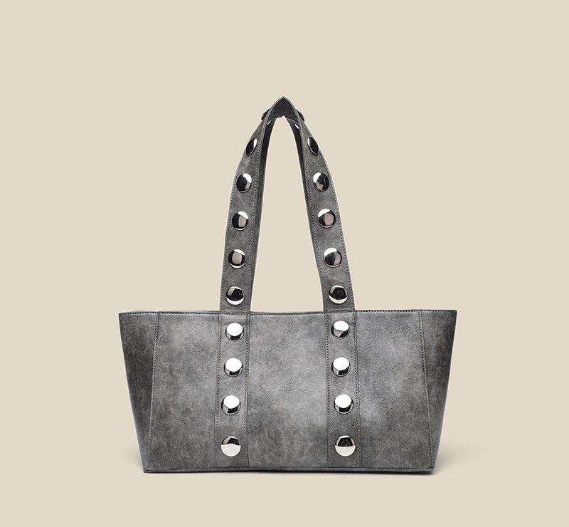 Studded Gray Tote Bag