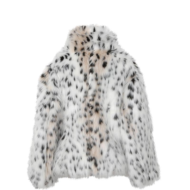 Leopard Print Faux Fur Short Jacket