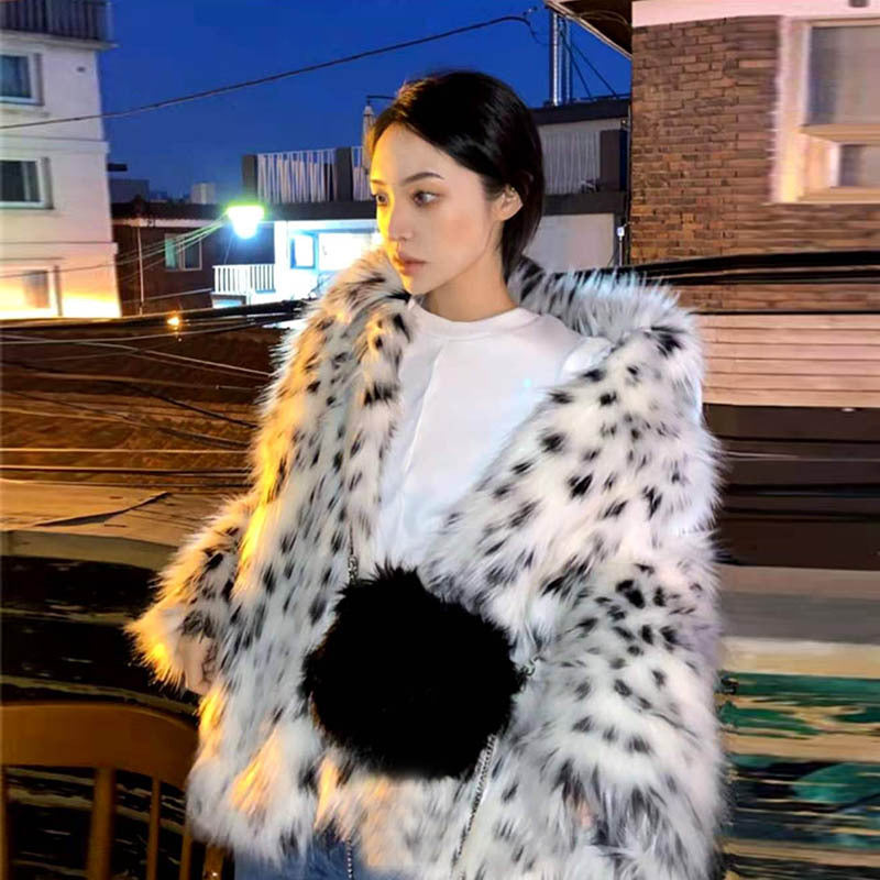 Leopard Print Faux Fur Short Jacket