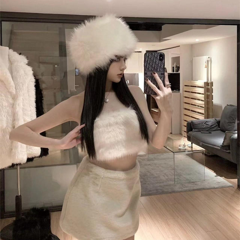Faux Fur Flat-Top Winter Hat