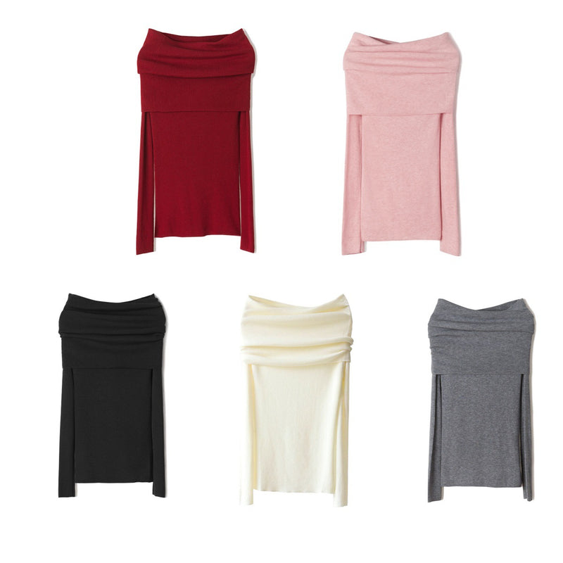 Off-Shoulder Draped Knit Top