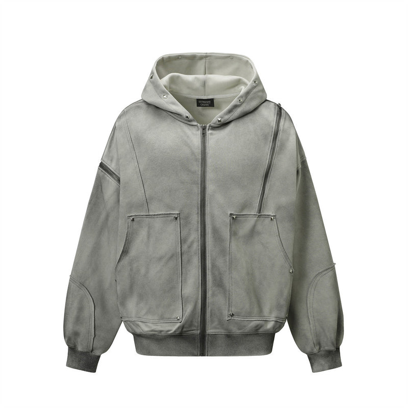 Washed Zip-Up Hoodie