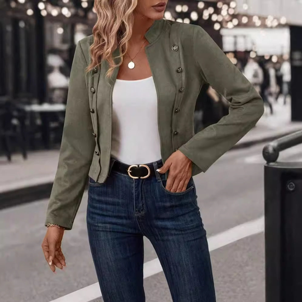 Cropped Military Button Jacket