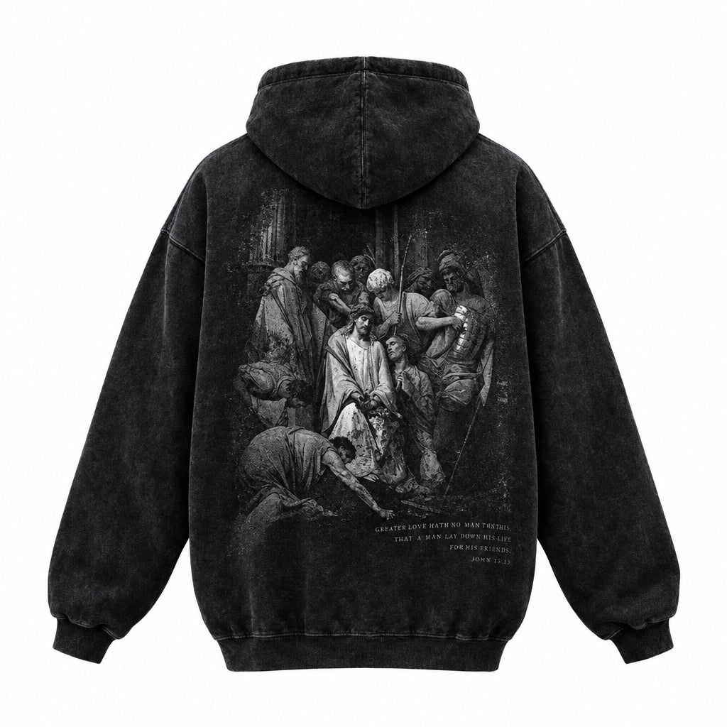 Vintage Art Print Washed Hoodie