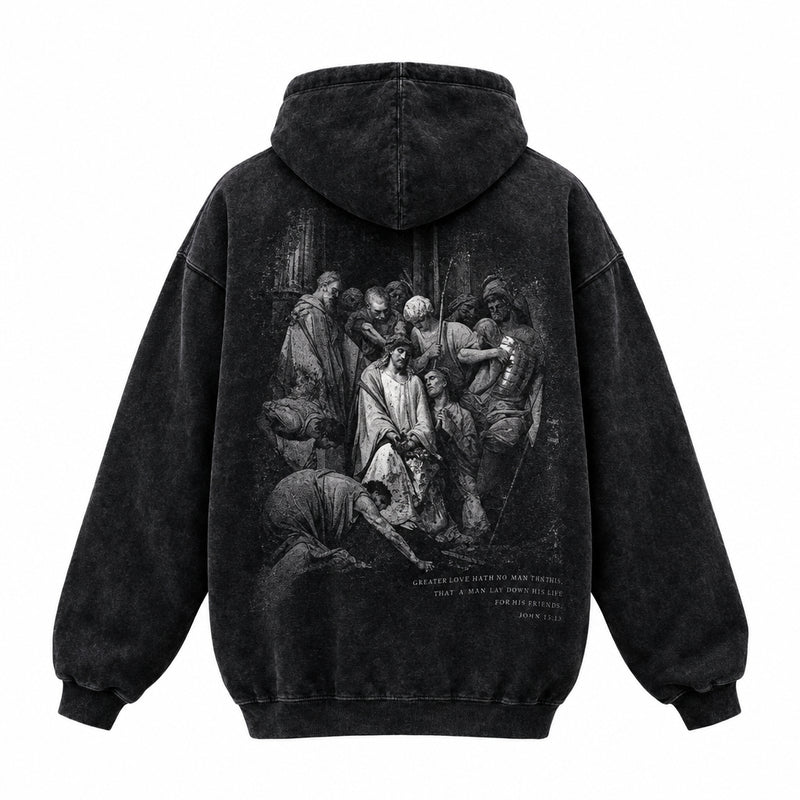 Vintage Art Print Washed Hoodie