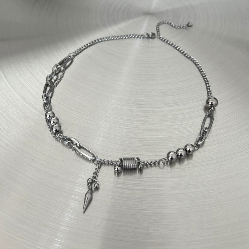 Spike Charm Rivet Chain Necklace