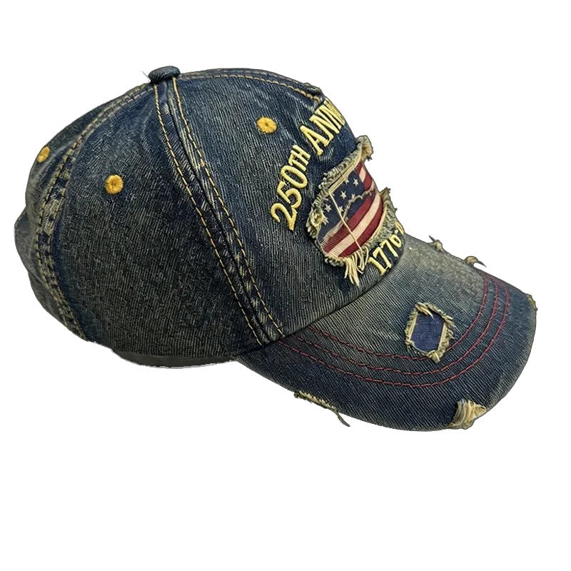 Embroidered Distressed Baseball Cap