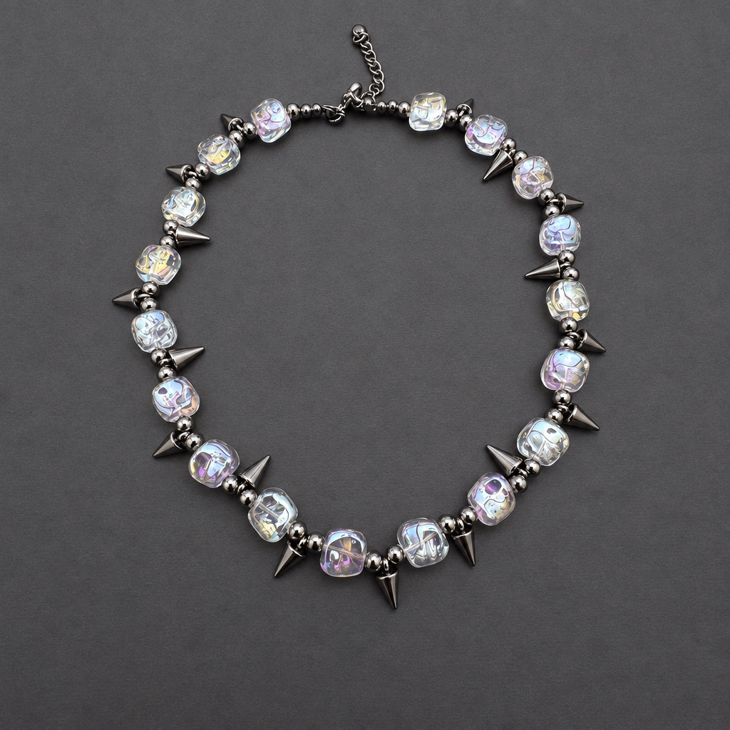Spiked Clear Bead Necklace