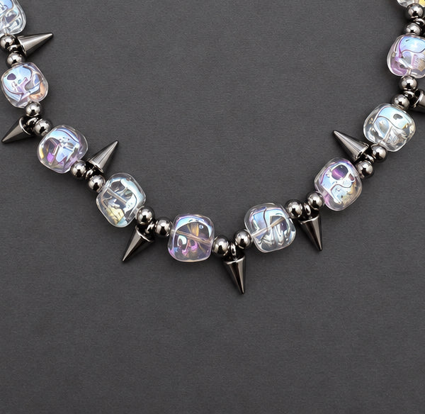 Spiked Clear Bead Necklace