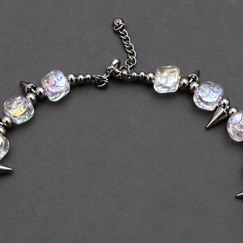 Spiked Clear Bead Necklace