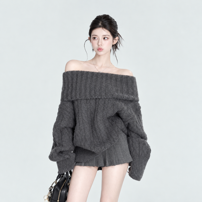 Chunky Cable Off-Shoulder Sweater