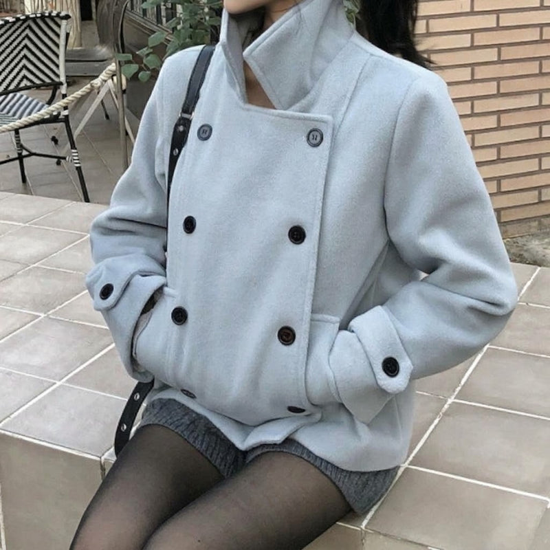 Cropped Double-Breasted Pea Coat