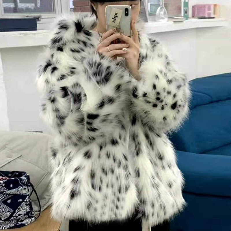 Leopard Print Faux Fur Short Jacket