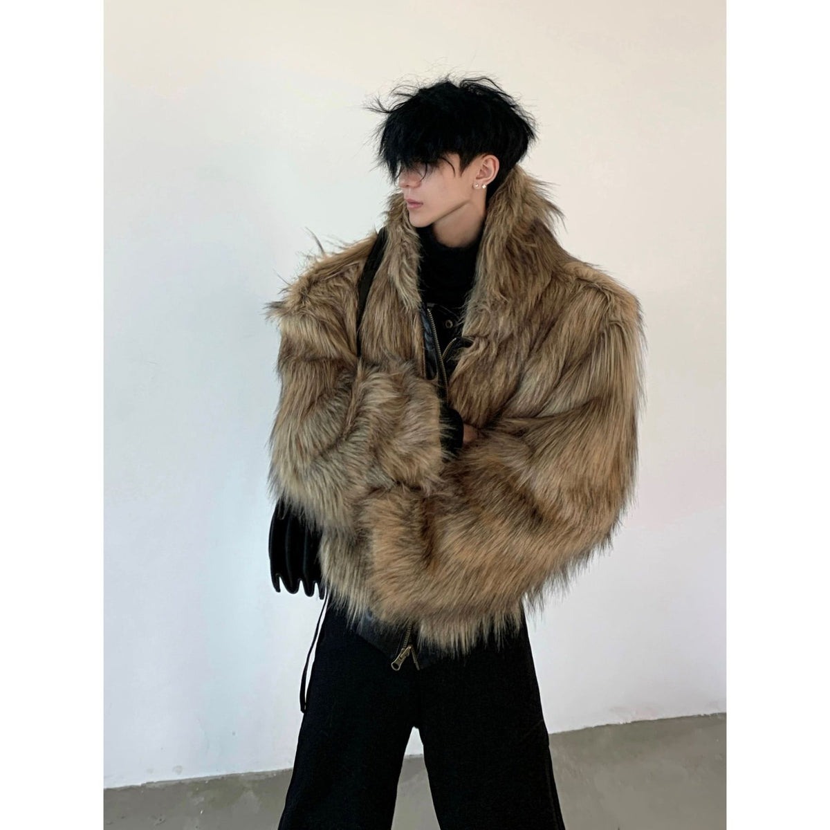Faux Leather Jacket with Faux Fur Lining