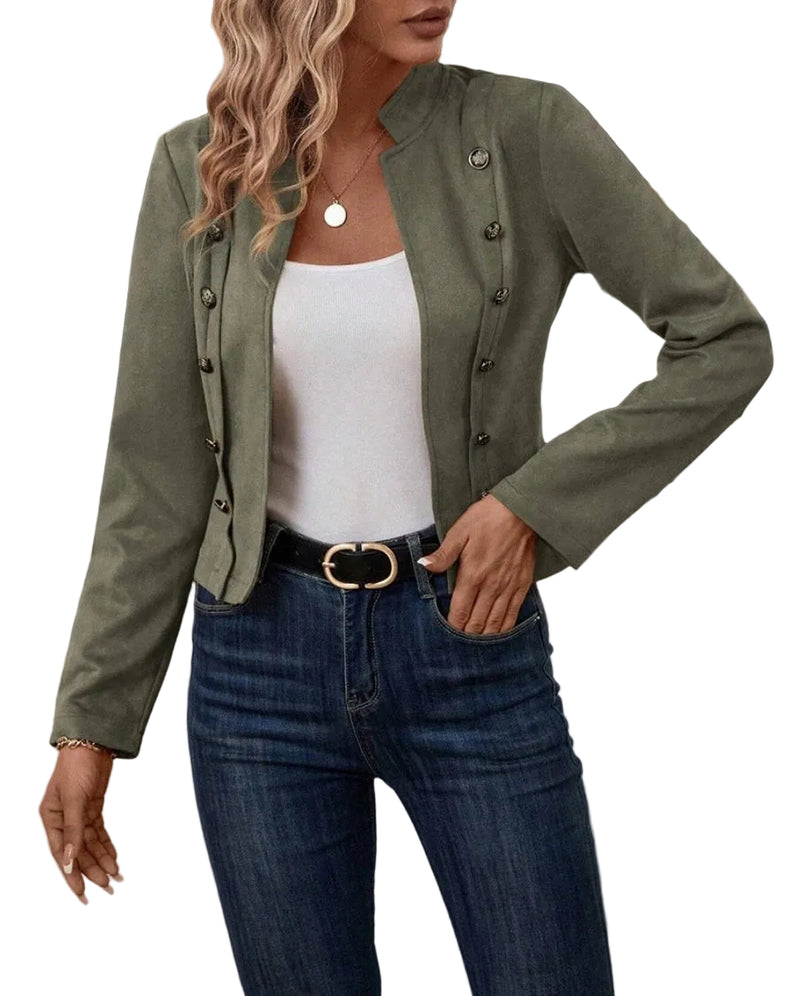 Cropped Military Button Jacket