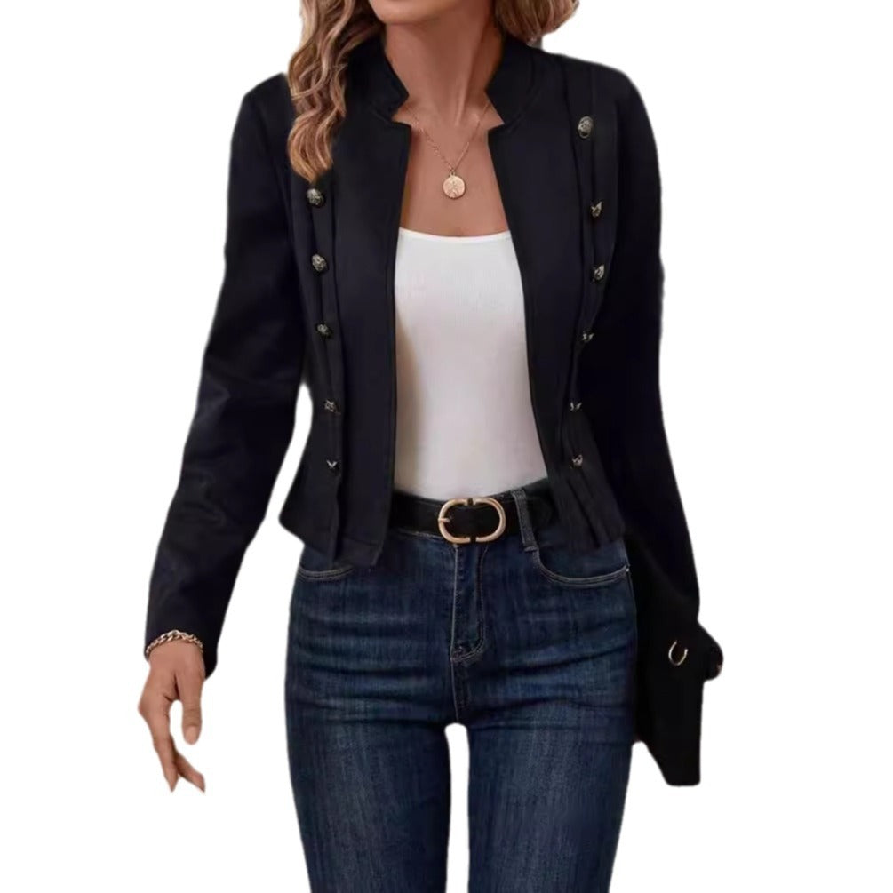 Cropped Military Button Jacket