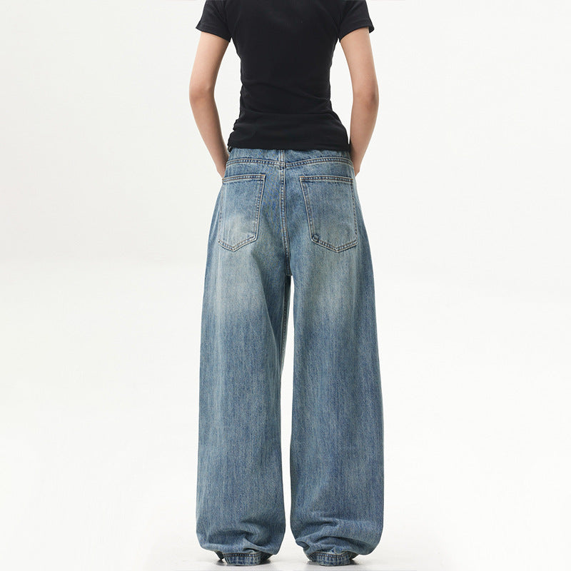Vintage Wash Wide-Leg Jeans