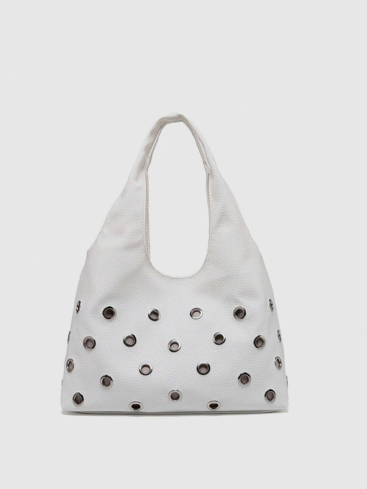 Eyelet Studded Hobo Tote