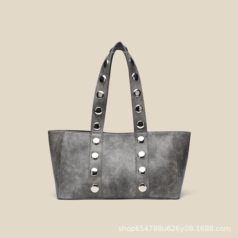 Studded Gray Tote Bag