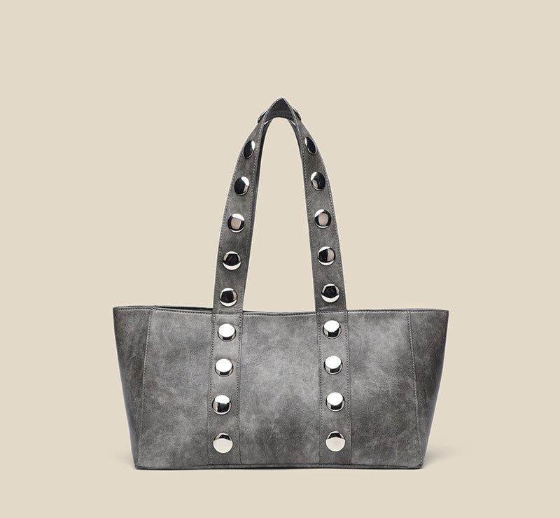 Studded Gray Tote Bag