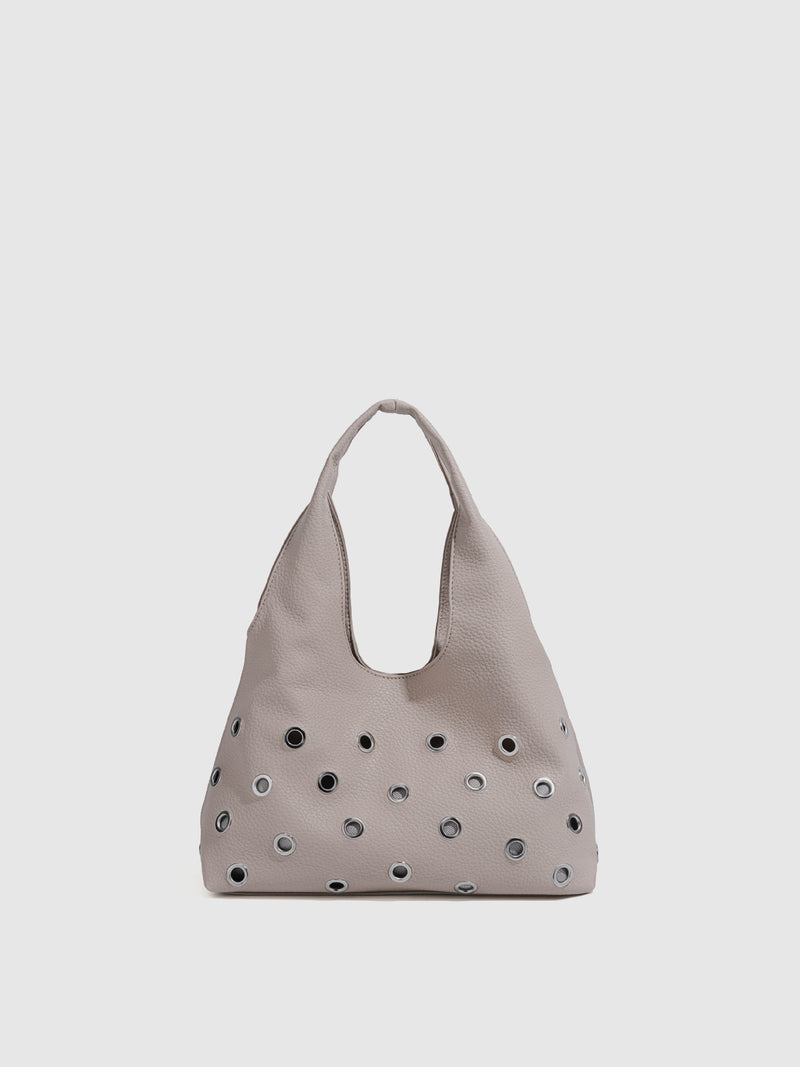 Eyelet Studded Hobo Tote