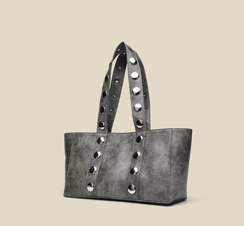 Studded Gray Tote Bag