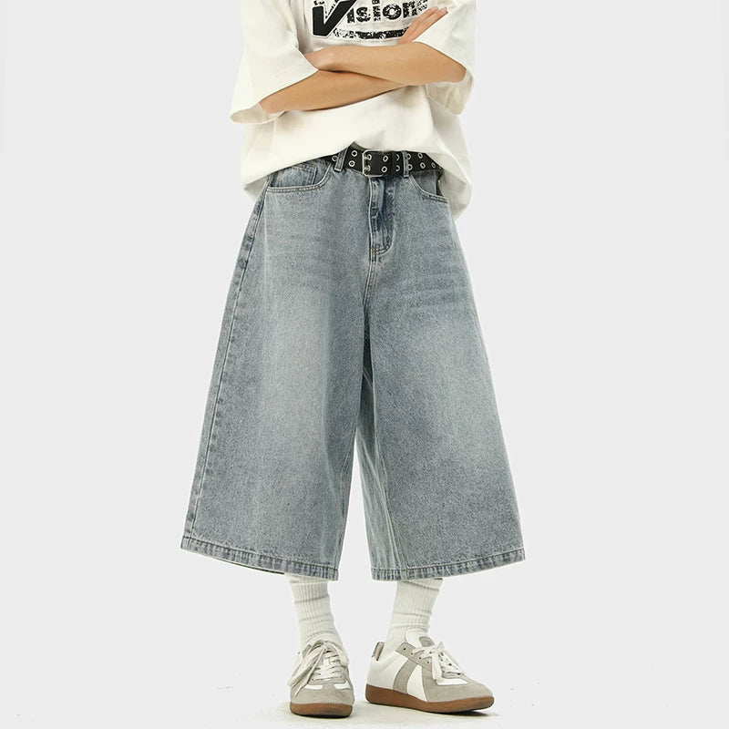Wide-Leg Loose Denim Pants
