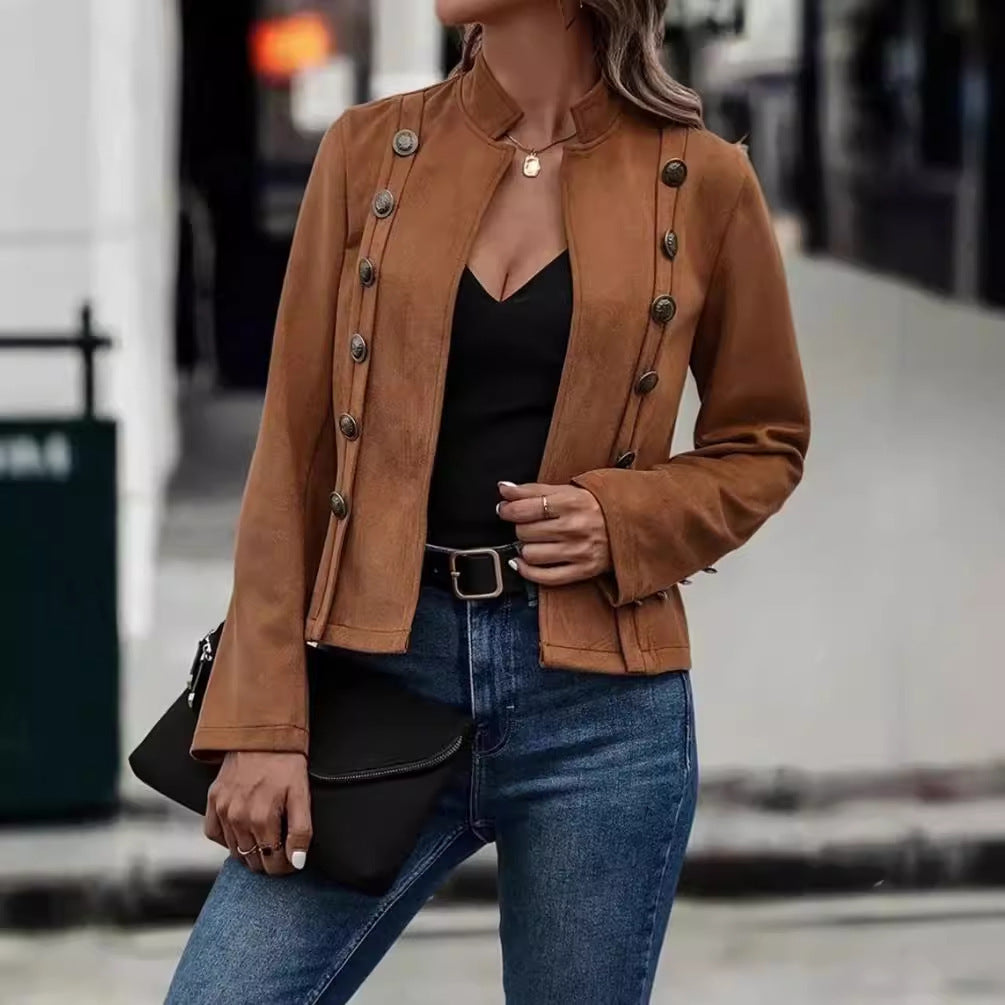 Cropped Military Button Jacket