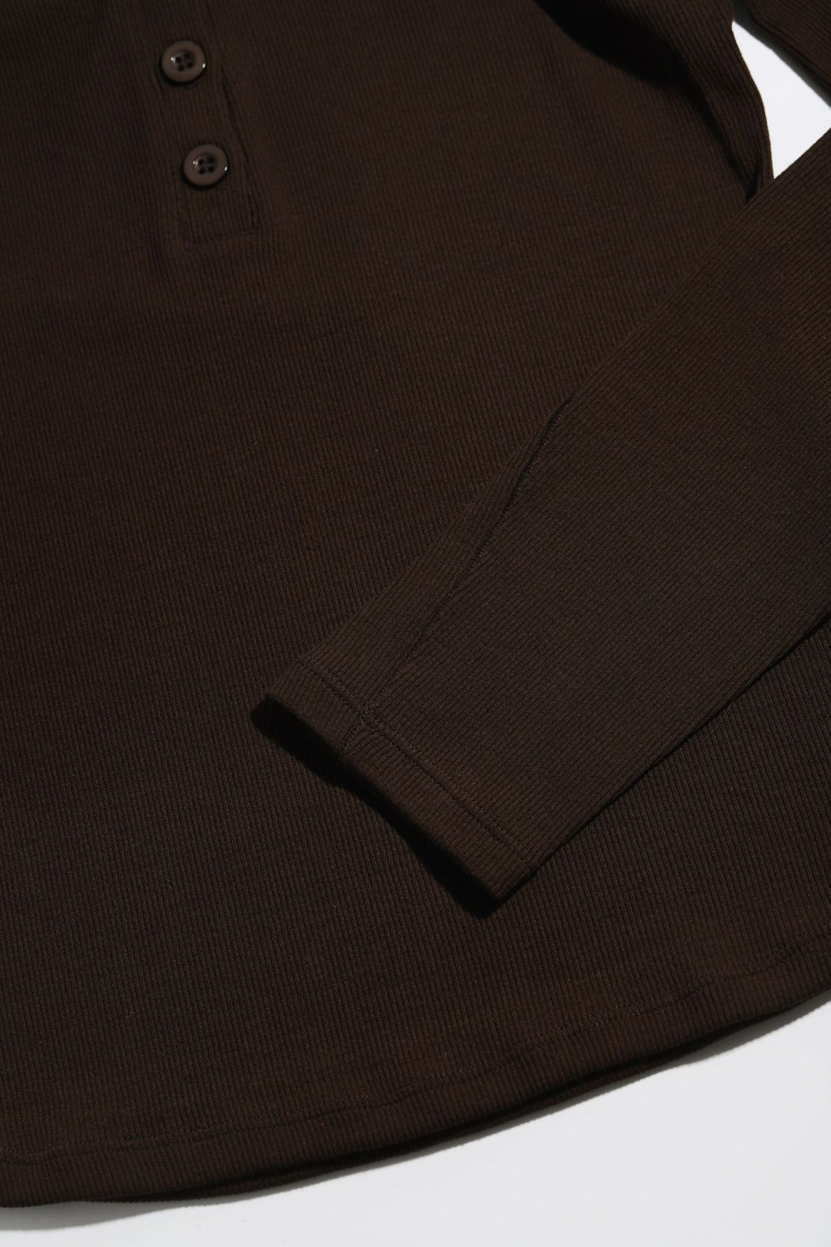 Slim Ribbed Henley Long Sleeve Top