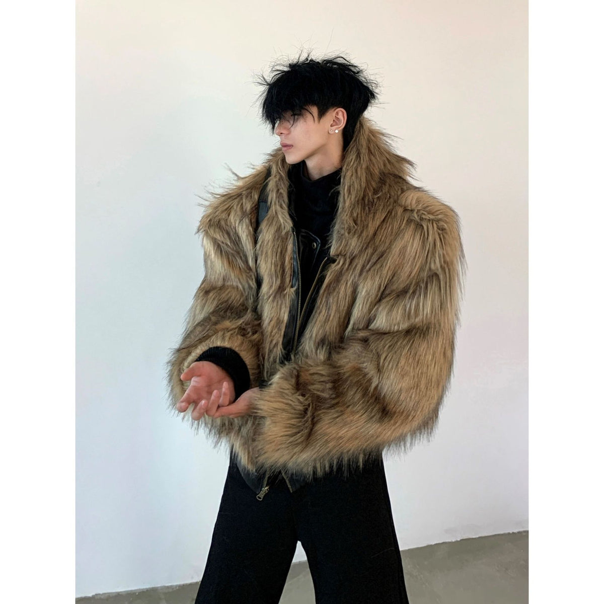Faux Leather Jacket with Faux Fur Lining