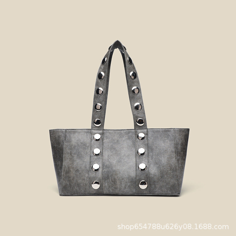 Studded Gray Tote Bag
