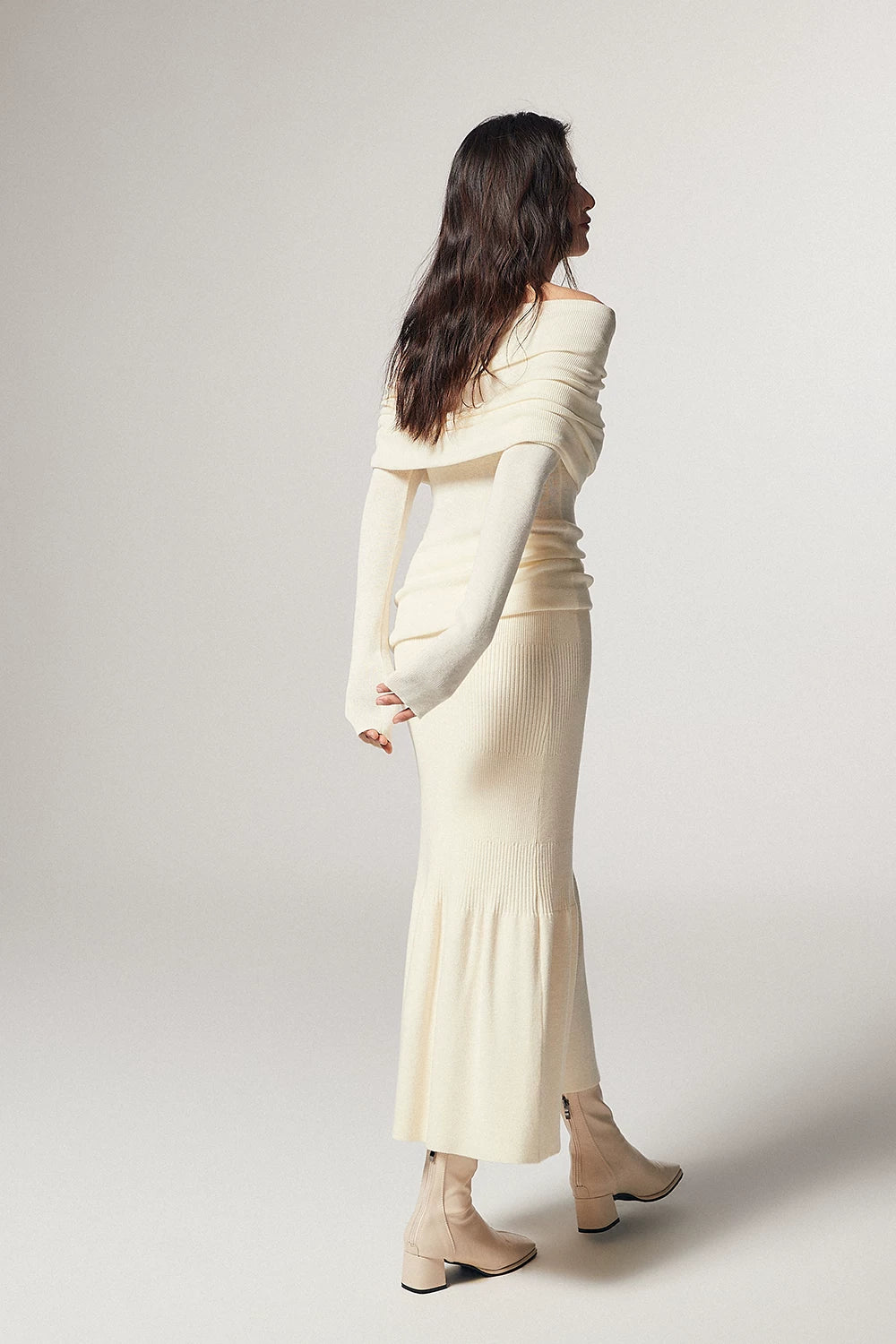 Off-Shoulder Draped Knit Top