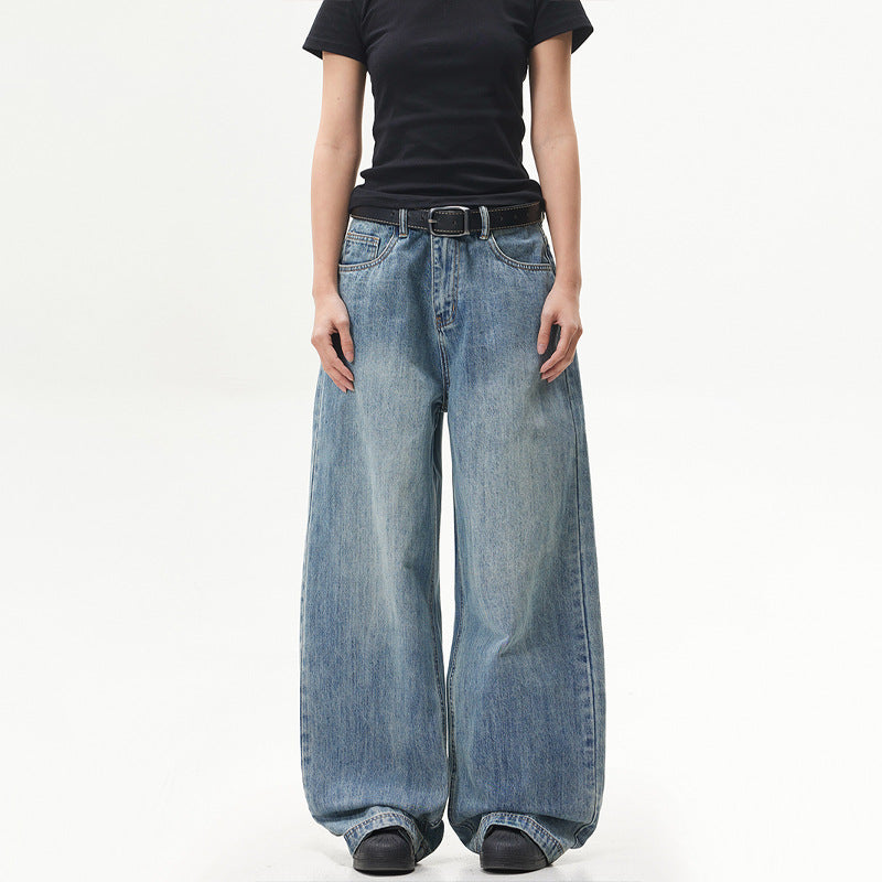 Vintage Wash Wide-Leg Jeans