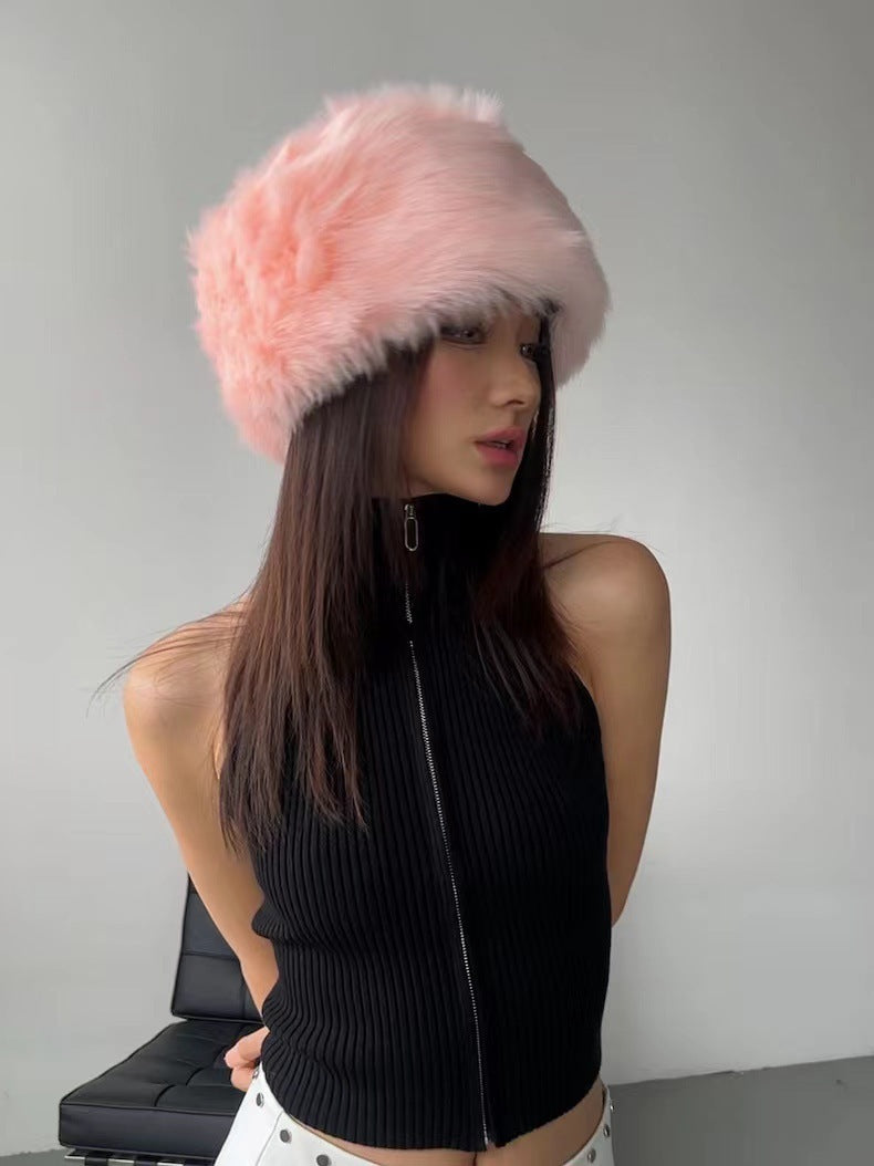 Faux Fur Flat-Top Winter Hat