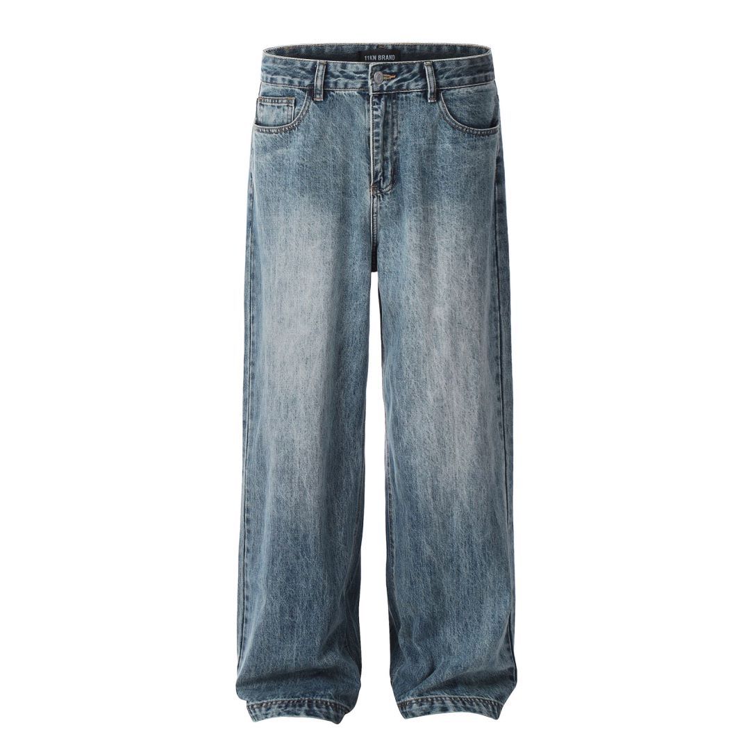 Vintage Wash Wide-Leg Jeans