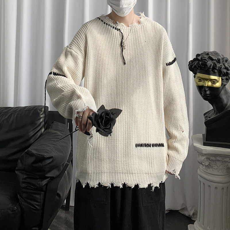 Distressed Stitch Knit Sweater