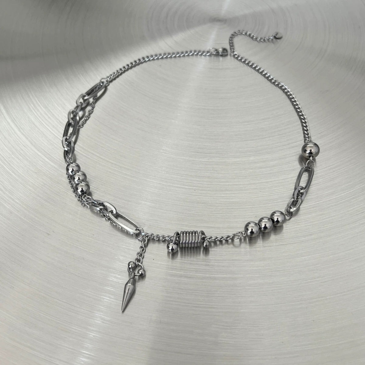Spike Charm Rivet Chain Necklace