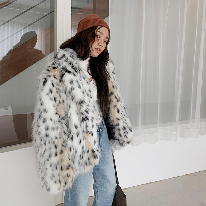 Leopard Print Faux Fur Short Jacket