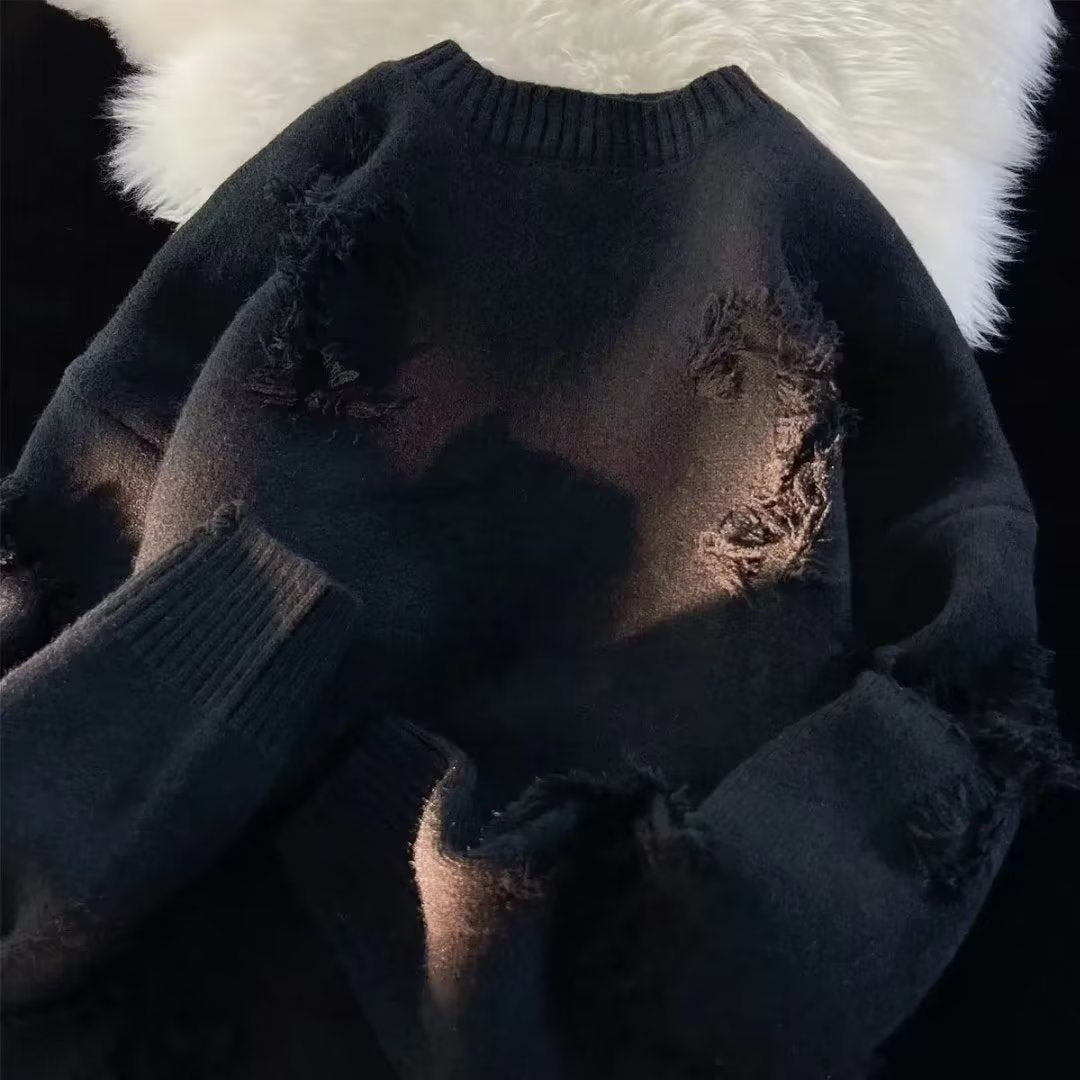 Frayed Patch Knit Sweater